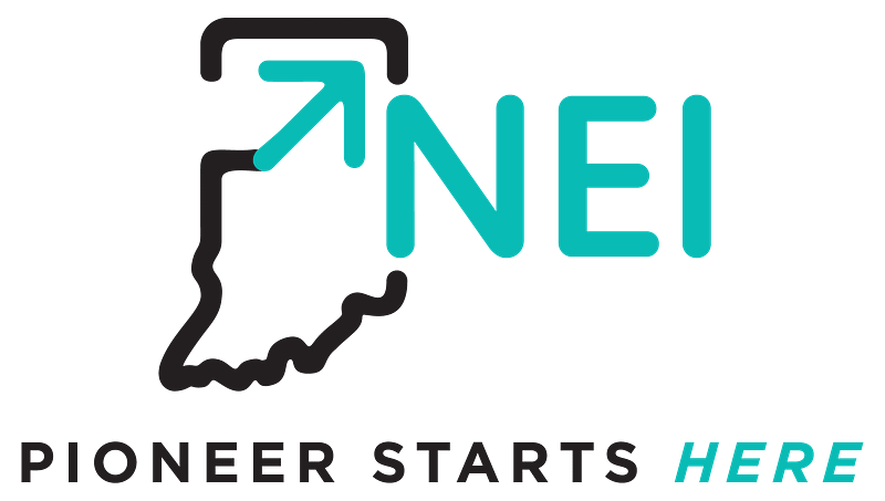 NEI's logo. Pioneer Starts Here!